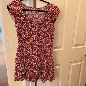 Reformation Scarlet and Ivory Floral Dress